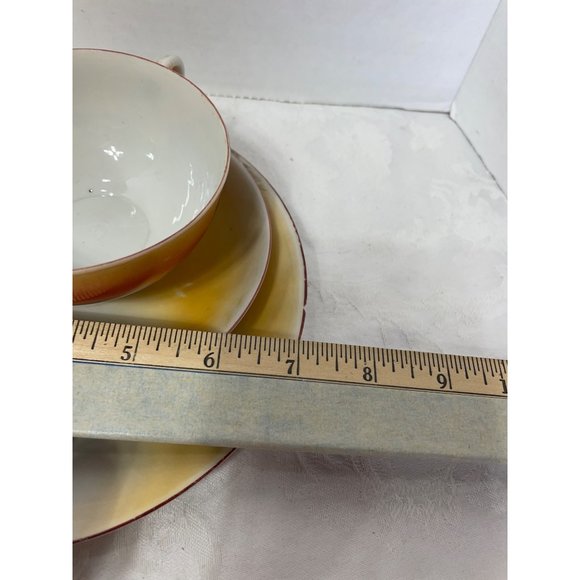 Luster ware Cup Saucer Plate Swan Lake Sunset - Picture 12 of 12